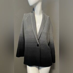 Jones Wear Women’s Black &  Gray One Button  LS Ombre Cotton Cardigan Size L